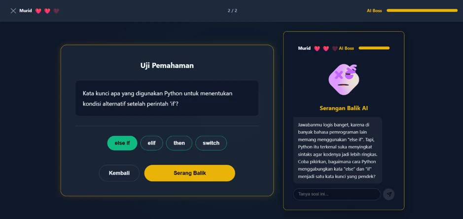 Kuis murid dengan petunjuk dari AI pembimbing